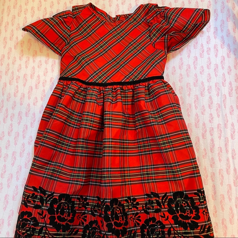 Red holiday plaid dress